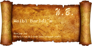 Weibl Barlám névjegykártya
